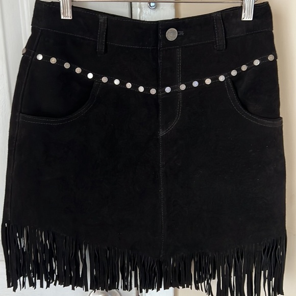 REPLAY SUEDE MINIROCK AUS WILDLEDER MIT FRANSEN SIZE M NWOT - Picture 7 of 15